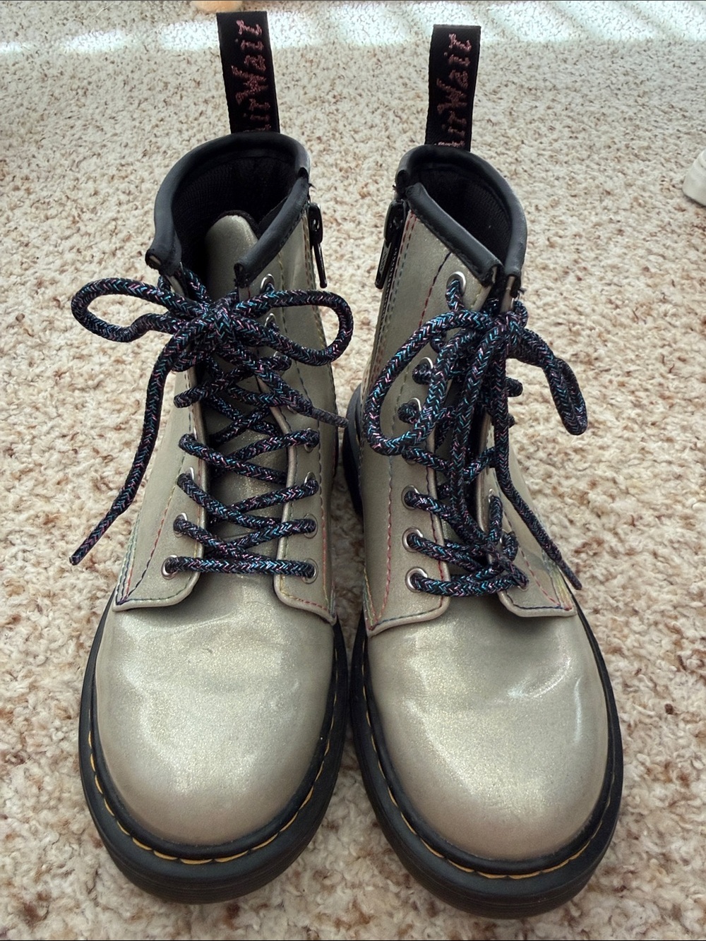 Kids Dr Martens Silver Boots Size 13